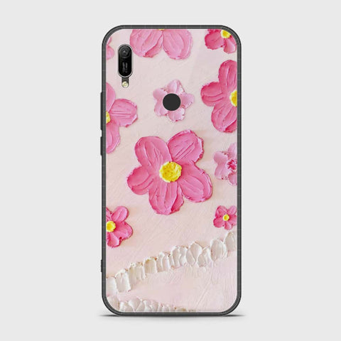 Huawei Y6 Prime 2019 Cover - Floral Series - Design 2 - Pink - HQ Ultra Shine Premium Infinity Glass Soft Silicon Borders Case