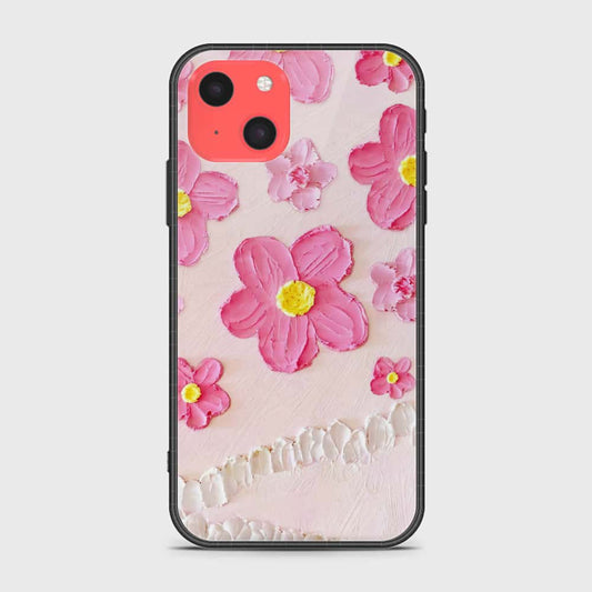 iPhone 13 Mini Cover - Floral Series - Design 2 - Pink - HQ Ultra Shine Premium Infinity Glass Soft Silicon Borders Case