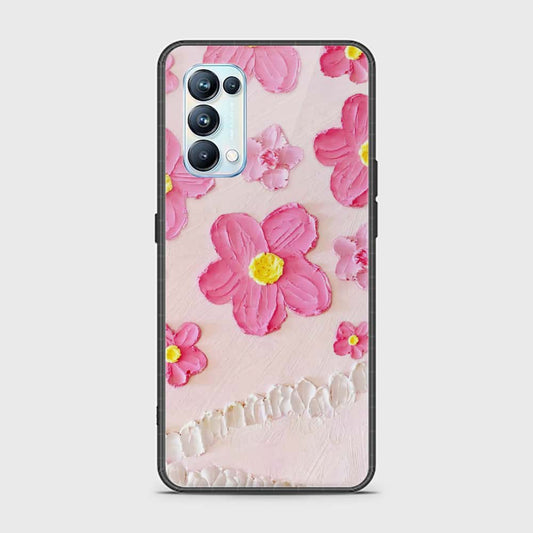 Oppo Reno 5 Pro 5G Cover - Floral Series - Design 2 - Pink - HQ Ultra Shine Premium Infinity Glass Soft Silicon Borders Case