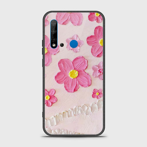 Huawei P20 Lite 2019 Cover - Floral Series - Design 2 - Pink - HQ Ultra Shine Premium Infinity Glass Soft Silicon Borders Case