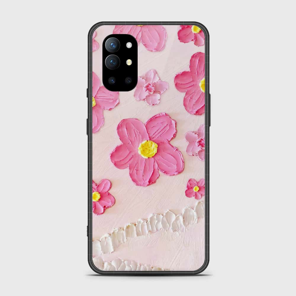 OnePlus 9R Cover - Floral Series - Design 2 - Pink - HQ Ultra Shine Premium Infinity Glass Soft Silicon Borders Case