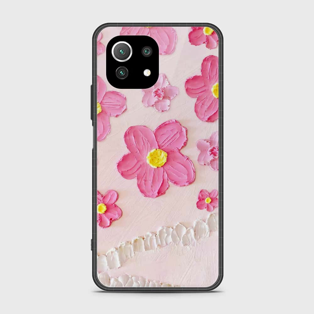 Xiaomi Mi 11 Lite 5G Cover - Floral Series - Design 2 - Pink - HQ Ultra Shine Premium Infinity Glass Soft Silicon Borders Case