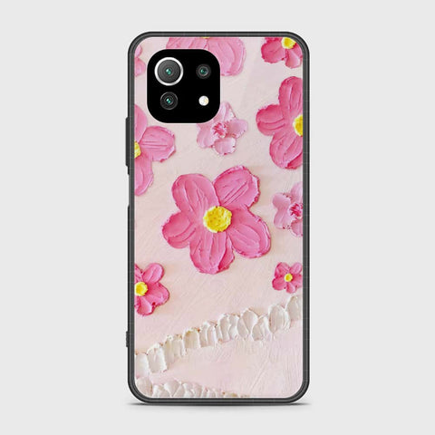 Xiaomi 11 Lite 5G NE Cover - Floral Series - Design 2 - Pink - HQ Ultra Shine Premium Infinity Glass Soft Silicon Borders Case