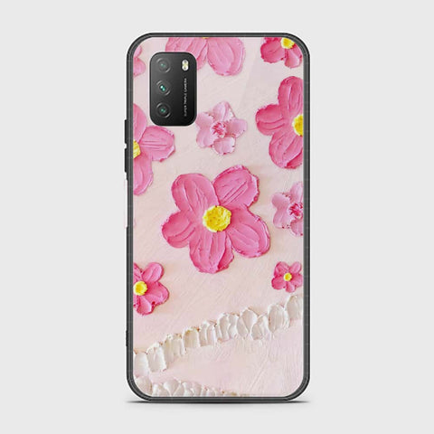 Xiaomi Poco M3 Cover - Floral Series - Design 2 - Pink - HQ Ultra Shine Premium Infinity Glass Soft Silicon Borders Case