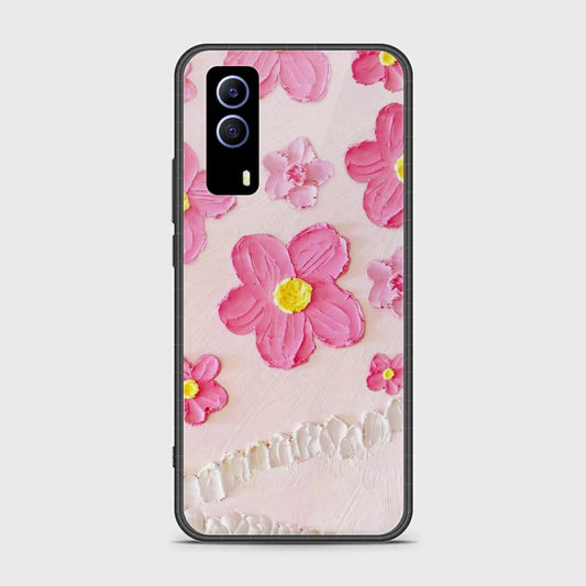 Vivo Y51s Cover - Floral Series - Design 2 - Pink - HQ Ultra Shine Premium Infinity Glass Soft Silicon Borders Case