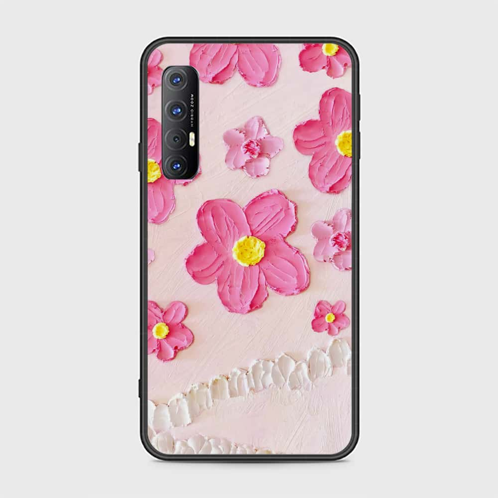 Oppo Reno 3 Pro Cover - Floral Series - Design 2 - Pink - HQ Ultra Shine Premium Infinity Glass Soft Silicon Borders Case