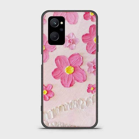 Realme 9i Cover - Floral Series - Design 2 - Pink - HQ Ultra Shine Premium Infinity Glass Soft Silicon Borders Case