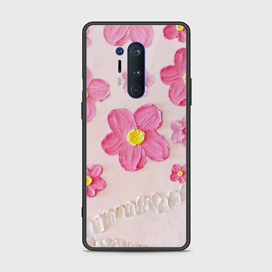 OnePlus 8 Pro Cover - Floral Series - Design 2 - Pink - HQ Ultra Shine Premium Infinity Glass Soft Silicon Borders Case