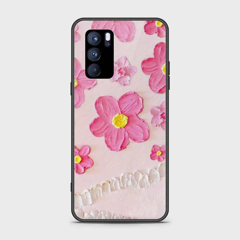 Oppo Reno 6 Pro 5G Cover - Floral Series - Design 2 - Pink - HQ Ultra Shine Premium Infinity Glass Soft Silicon Borders Case