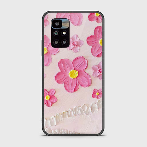 Xiaomi Redmi 10 Cover - Floral Series - Design 2 - Pink - HQ Ultra Shine Premium Infinity Glass Soft Silicon Borders Case