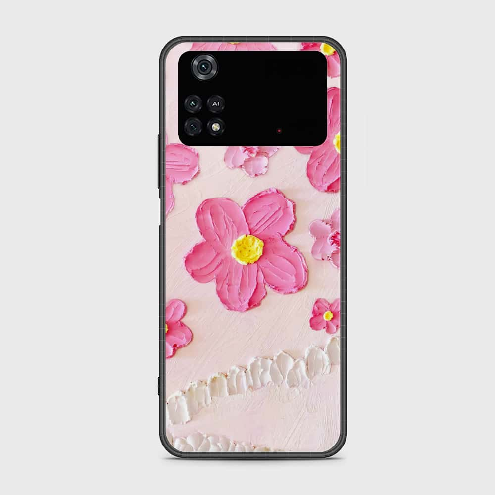 Xiaomi Poco M4 Pro Cover - Floral Series - Design 2 - Pink - HQ Ultra Shine Premium Infinity Glass Soft Silicon Borders Case