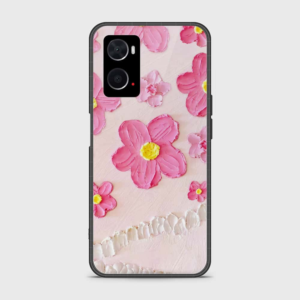 Oppo A76 Cover - Floral Series - Design 2 - Pink - HQ Ultra Shine Premium Infinity Glass Soft Silicon Borders Case