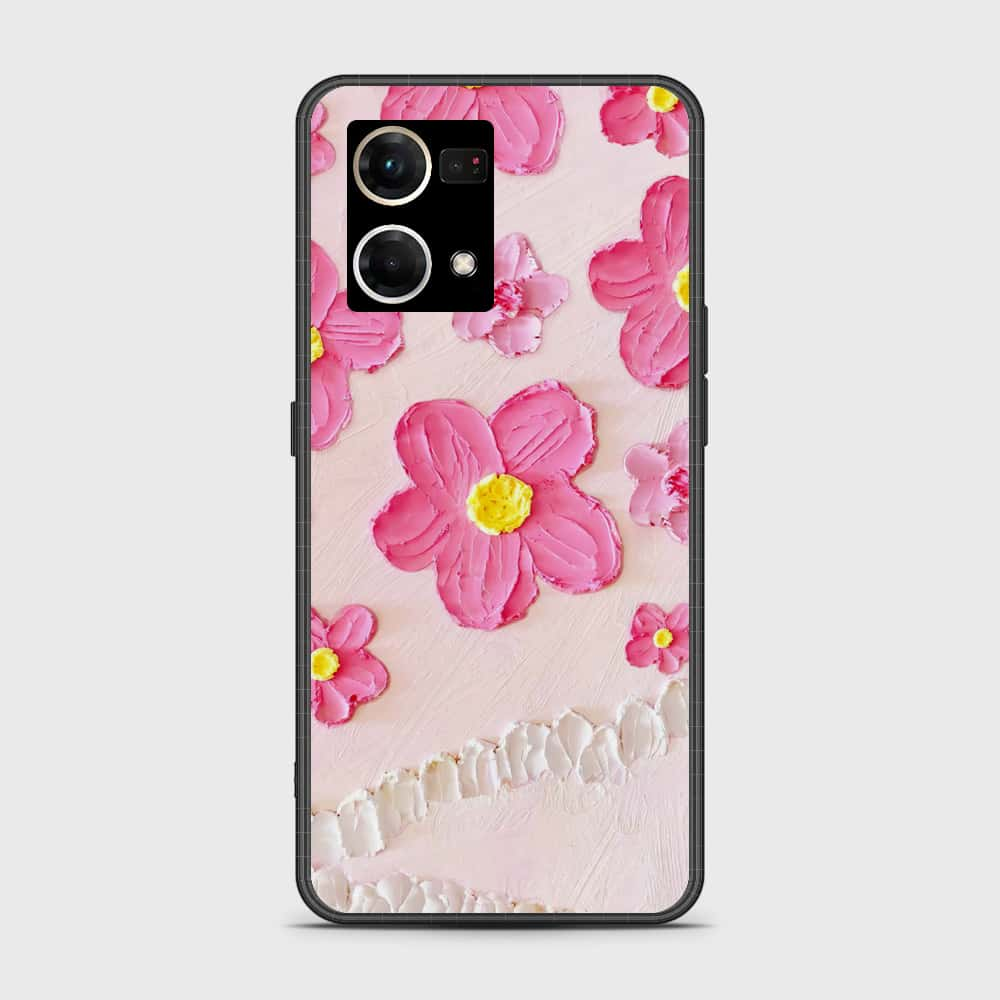 Oppo F21 Pro 4G Cover - Floral Series - Design 2 - Pink - HQ Ultra Shine Premium Infinity Glass Soft Silicon Borders Case