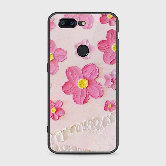 OnePlus 5T Cover - Floral Series - Design 2 - Pink - HQ Ultra Shine Premium Infinity Glass Soft Silicon Borders Case