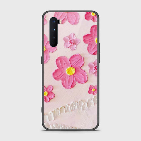 OnePlus Nord Cover - Floral Series - Design 2 - Pink - HQ Ultra Shine Premium Infinity Glass Soft Silicon Borders Case