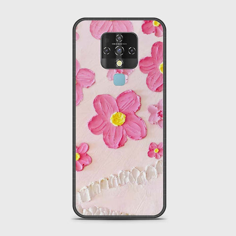 Tecno Camon 16 Cover - Floral Series - Design 2 - Pink - HQ Ultra Shine Premium Infinity Glass Soft Silicon Borders Case