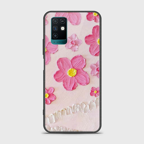 Infinix Note 10 Cover - Floral Series - Design 2 - Pink - HQ Ultra Shine Premium Infinity Glass Soft Silicon Borders Case