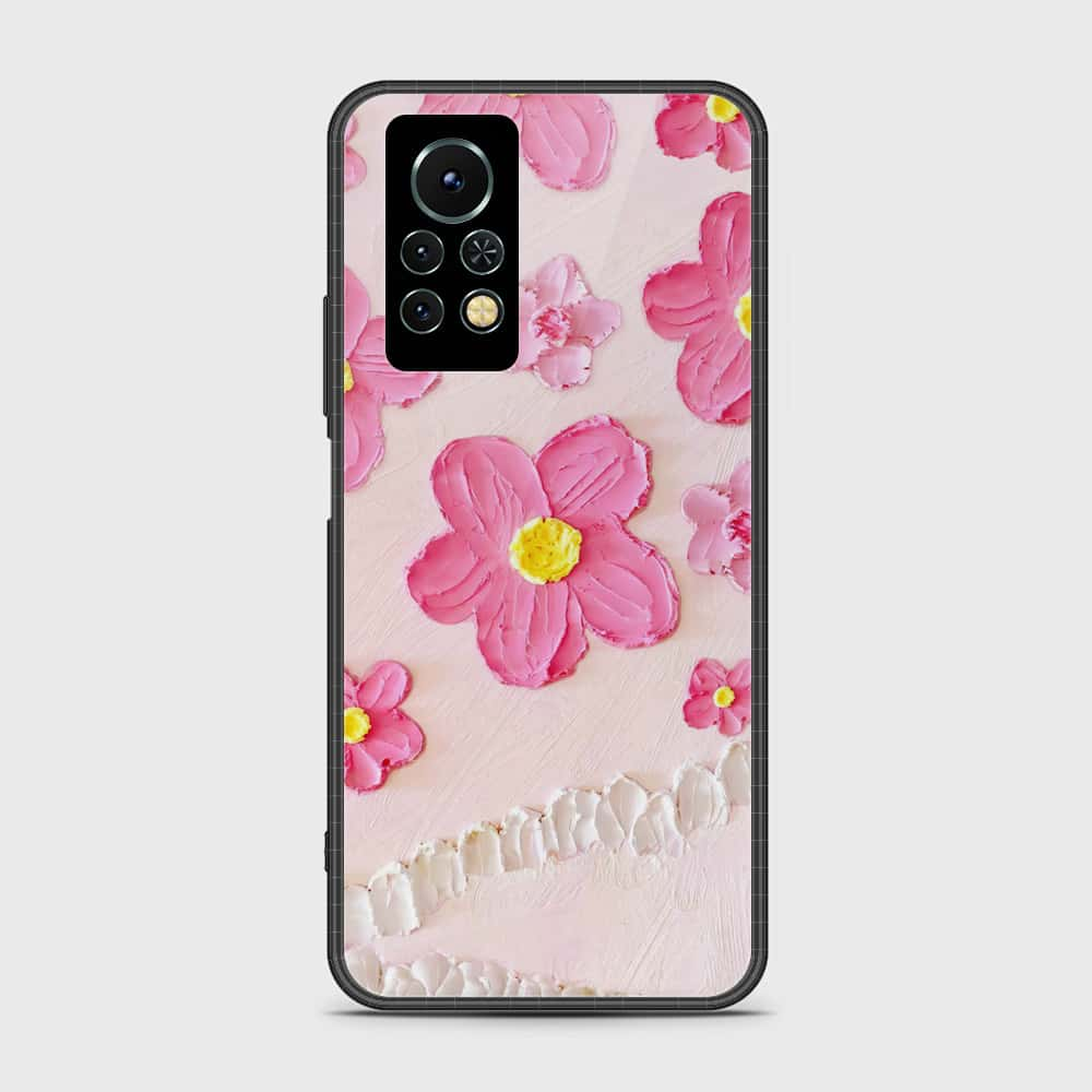 Infinix Note 11s Cover - Floral Series - Design 2 - Purple & Aqua - HQ Ultra Shine Premium Infinity Glass Soft Silicon Borders Case