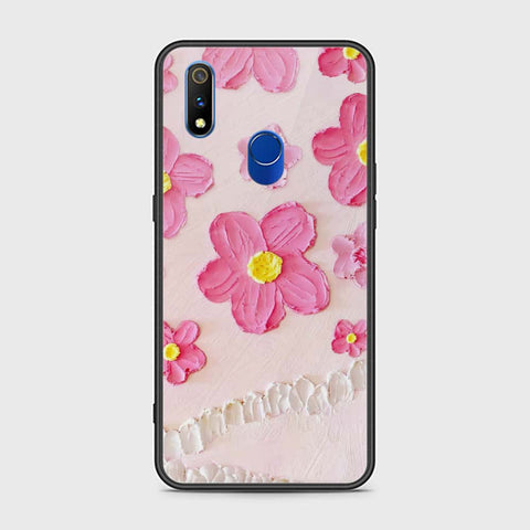 Realme 3 Pro Cover - Floral Series - Design 2 - Pink - HQ Ultra Shine Premium Infinity Glass Soft Silicon Borders Case