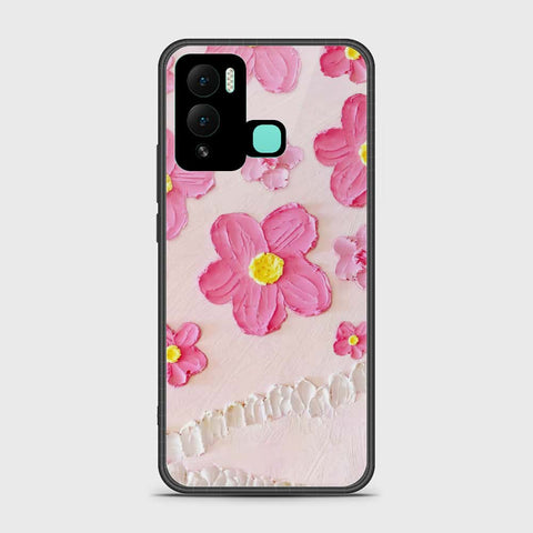 Infinix Hot 12 Play Cover - Floral Series - Design 2 - Pink - HQ Ultra Shine Premium Infinity Glass Soft Silicon Borders Case