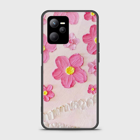 Realme C35 Cover - Floral Series - Design 2 - Pink - HQ Ultra Shine Premium Infinity Glass Soft Silicon Borders Case