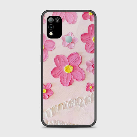 Infinix Hot 11 Play Cover - Floral Series - Design 2 - Pink - HQ Ultra Shine Premium Infinity Glass Soft Silicon Borders Case