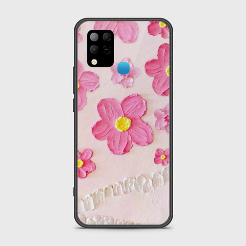 Infinix Hot 10T Cover - Floral Series - Design 2 - Pink - HQ Ultra Shine Premium Infinity Glass Soft Silicon Borders Case