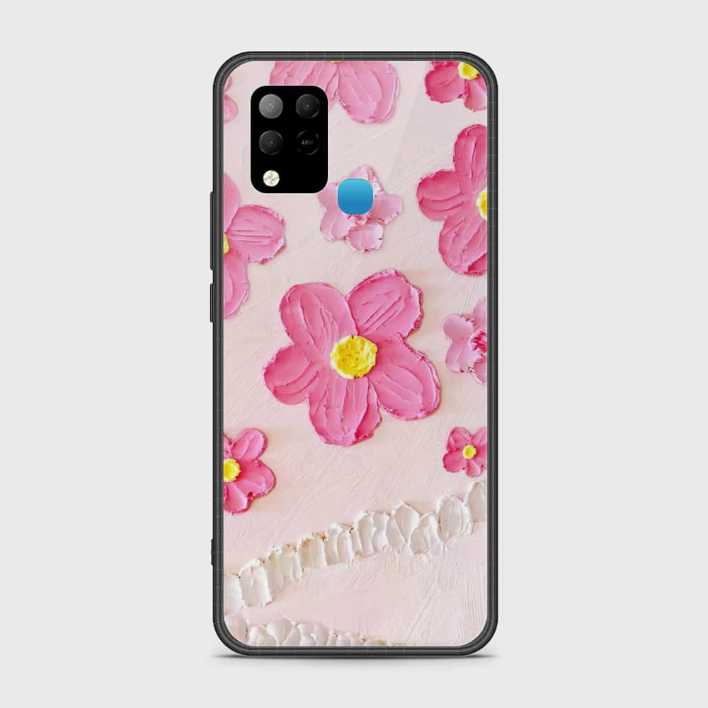 Infinix Hot 10s Cover - Floral Series - Design 2 - Pink - HQ Ultra Shine Premium Infinity Glass Soft Silicon Borders Case