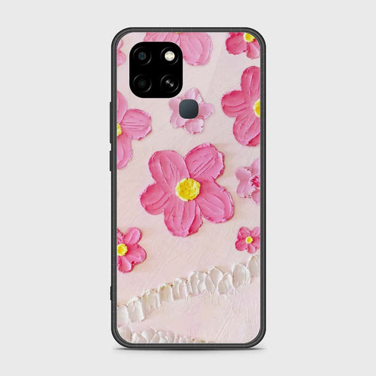 Infinix Smart 6 Cover - Floral Series - Design 2 - Pink - HQ Ultra Shine Premium Infinity Glass Soft Silicon Borders Case