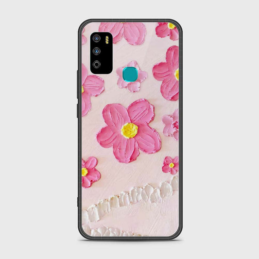 Infinix Hot 9 Play Cover - Floral Series - Design 2 - Pink - HQ Ultra Shine Premium Infinity Glass Soft Silicon Borders Case