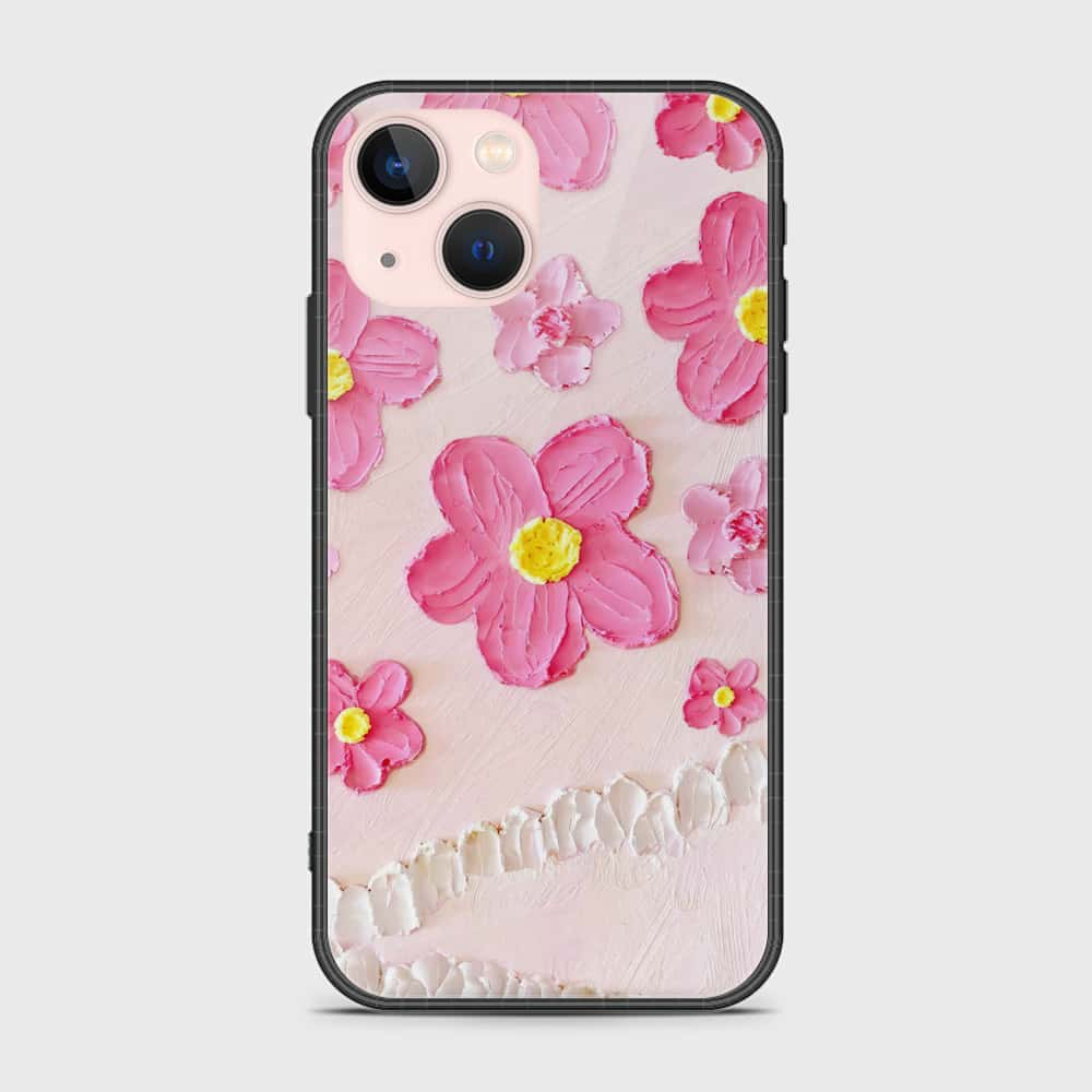 iPhone 14 Plus Cover - Floral Series - Design 2 - Pink - HQ Ultra Shine Premium Infinity Glass Soft Silicon Borders Case