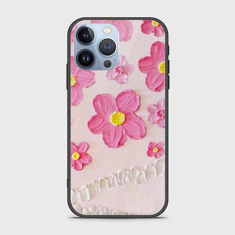 iPhone 14 Pro Max Cover - Floral Series - Design 2 - Pink - HQ Ultra Shine Premium Infinity Glass Soft Silicon Borders Case