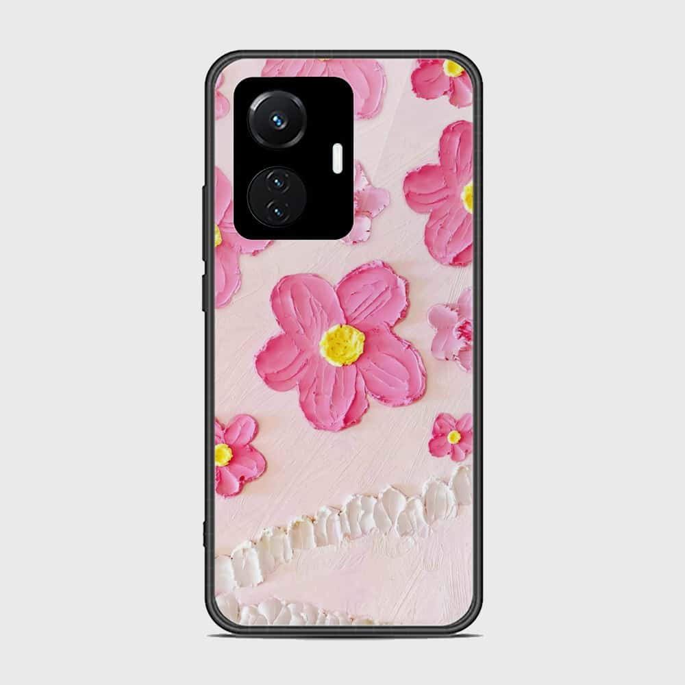 Vivo Y55 4G Cover - Floral Series - Design 2 - Pink - HQ Ultra Shine Premium Infinity Glass Soft Silicon Borders Case