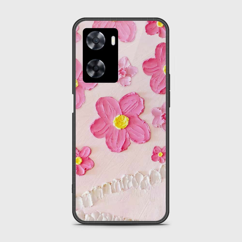 Oppo A57e Cover - Floral Series - Design 2 - Pink - HQ Ultra Shine Premium Infinity Glass Soft Silicon Borders Case