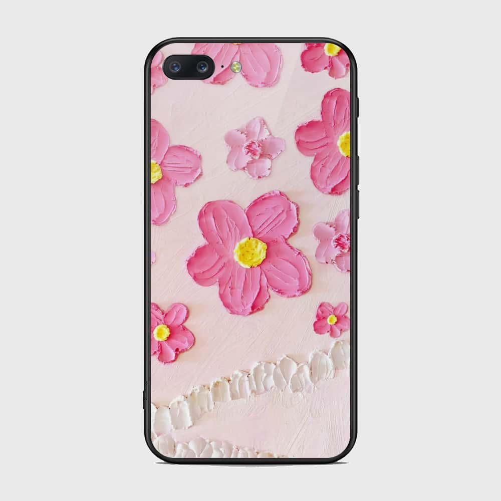 OnePlus 5 Cover - Floral Series - Design 2 - Pink - HQ Ultra Shine Premium Infinity Glass Soft Silicon Borders Case