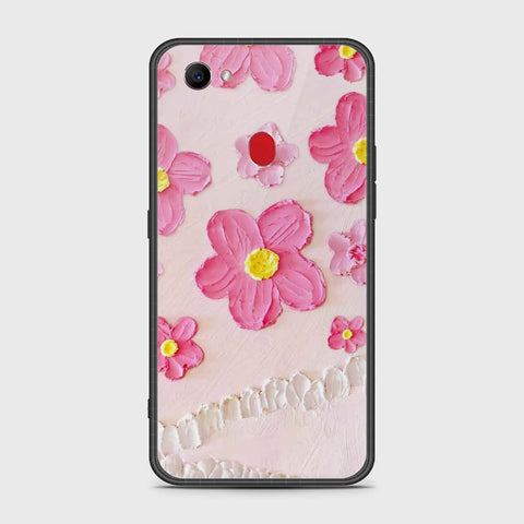 Oppo F7 Cover - Floral Series - Design 2 - Pink - HQ Ultra Shine Premium Infinity Glass Soft Silicon Borders Case