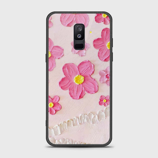 Samsung Galaxy A6 Plus 2018 Cover - Floral Series - Design 2 - Pink - HQ Ultra Shine Premium Infinity Glass Soft Silicon Borders Case