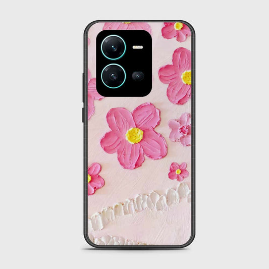 Vivo V25 5G Cover - Floral Series - Design 2 - Pink - HQ Ultra Shine Premium Infinity Glass Soft Silicon Borders Case