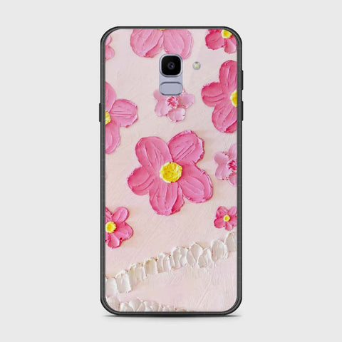 Samsung Galaxy J6 2018 Cover - Floral Series - Design 2 - Pink - HQ Ultra Shine Premium Infinity Glass Soft Silicon Borders Case