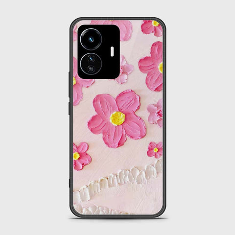 Vivo Y77e Cover - Floral Series - Design 2 - Pink - HQ Ultra Shine Premium Infinity Glass Soft Silicon Borders Case