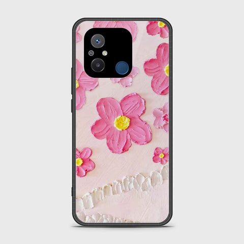 Xiaomi Poco C55 Cover - Floral Series - Design 2 - Pink - HQ Ultra Shine Premium Infinity Glass Soft Silicon Borders Case