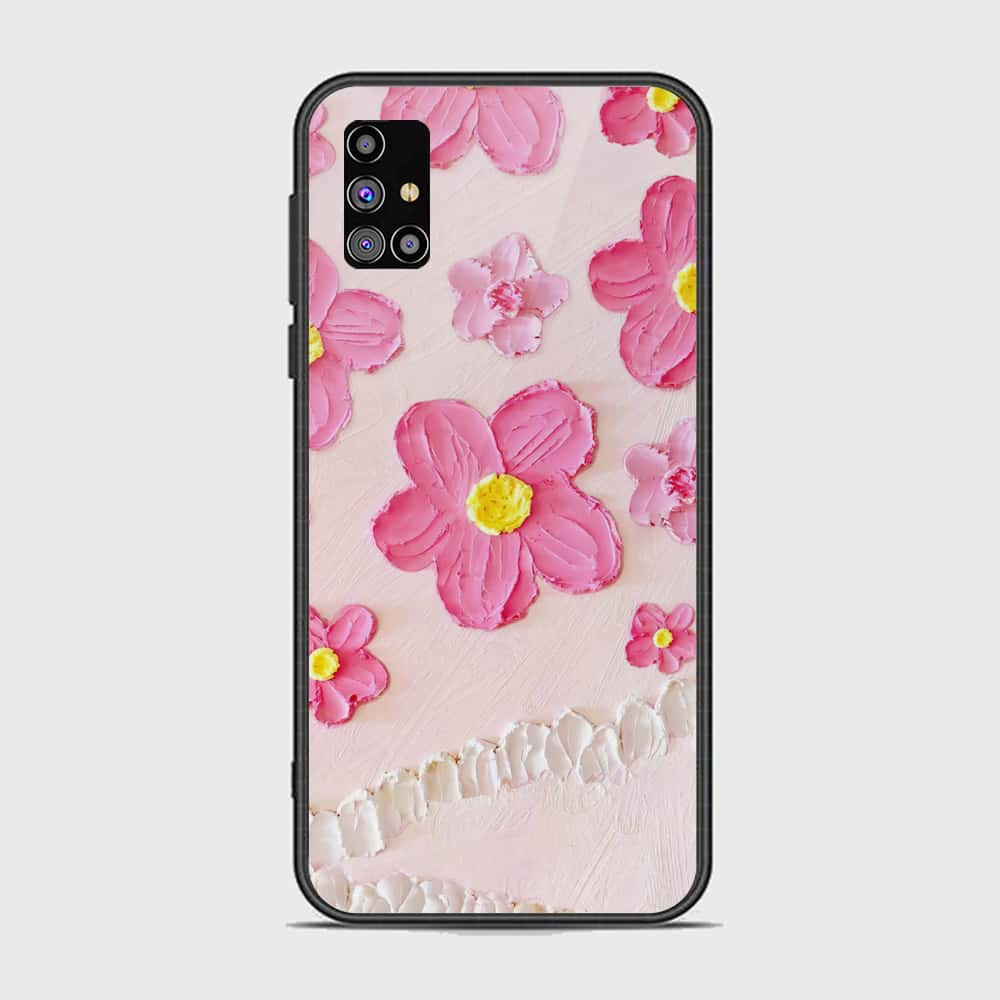 Samsung Galaxy A31s Cover - Floral Series - Design 2 - Pink - HQ Ultra Shine Premium Infinity Glass Soft Silicon Borders Case