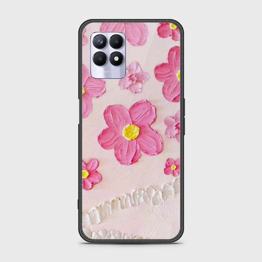 Realme 8i Cover - Floral Series - Design 2 - Pink - HQ Ultra Shine Premium Infinity Glass Soft Silicon Borders Case