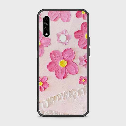 Oppo A8 Cover - Floral Series - Design 2 - Pink - HQ Ultra Shine Premium Infinity Glass Soft Silicon Borders Case