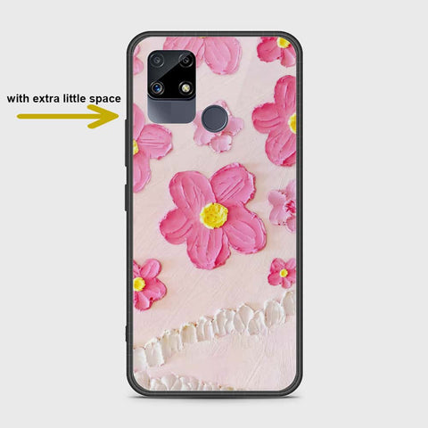 Realme Narzo 30A Cover - Floral Series - Design 2 - Pink - HQ Ultra Shine Premium Infinity Glass Soft Silicon Borders Case