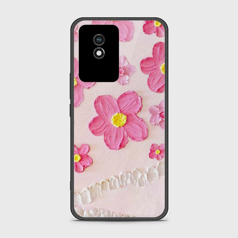 Vivo Y11 2023 Cover - Floral Series - Design 2 - Pink - HQ Ultra Shine Premium Infinity Glass Soft Silicon Borders Case