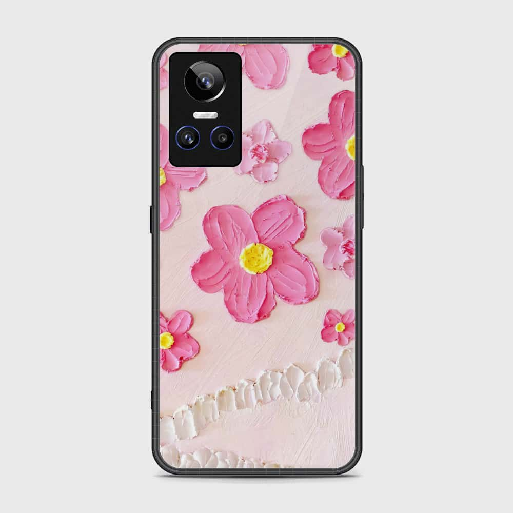 Realme GT Neo 3 Cover - Floral Series - Design 2 - Pink - HQ Ultra Shine Premium Infinity Glass Soft Silicon Borders Case