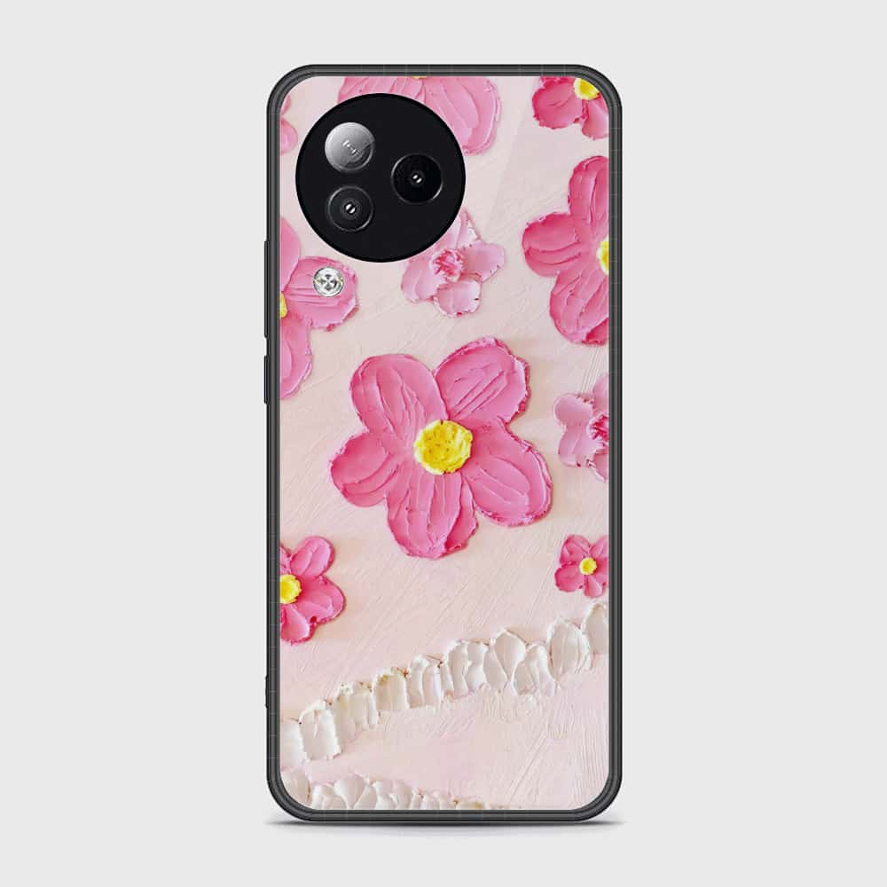 Realme C53 Cover - Floral Series - Design 2 - Purple & Aqua - HQ Ultra Shine Premium Infinity Glass Soft Silicon Borders Case