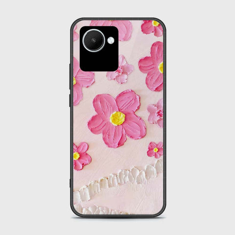 Realme C30 Cover - Floral Series - Design 2 - Pink - HQ Ultra Shine Premium Infinity Glass Soft Silicon Borders Case