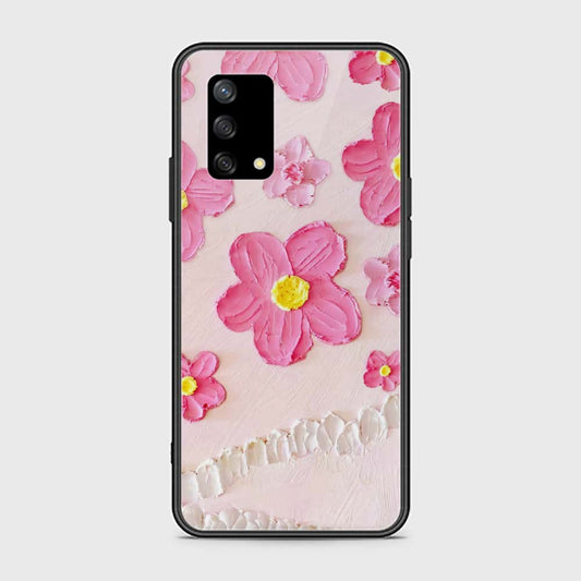 Oppo A74 Cover - Floral Series - Design 2 - Pink - HQ Ultra Shine Premium Infinity Glass Soft Silicon Borders Case